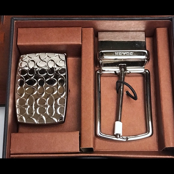 Mens Coach Black Leather Belt Gift Set w/ Buckle - Picture 4 of 8